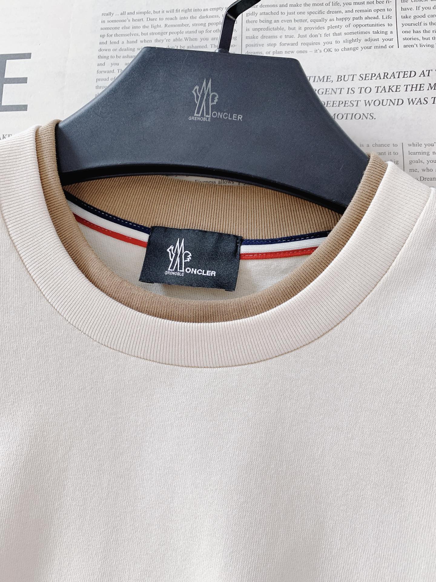 Moncler 蒙口 2026SS春夏新品Archive系列撞色领刺绣T恤双股精梳棉面料｜230g重磅质
