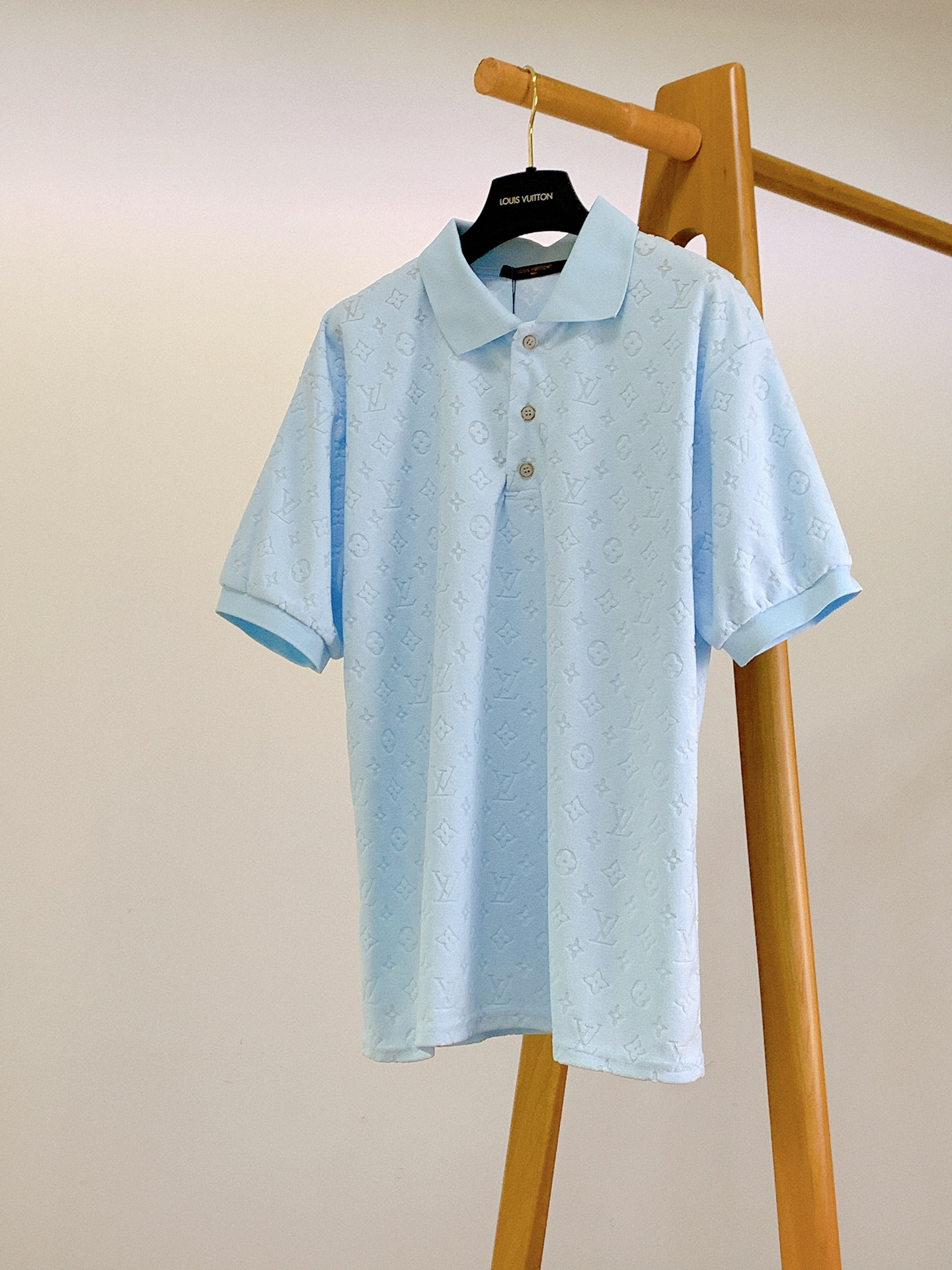 LouisVuitton 路易威登 2026SS春夏新品满印毛巾料Polo衫👕夏日限定浅蓝款定制提花毛巾