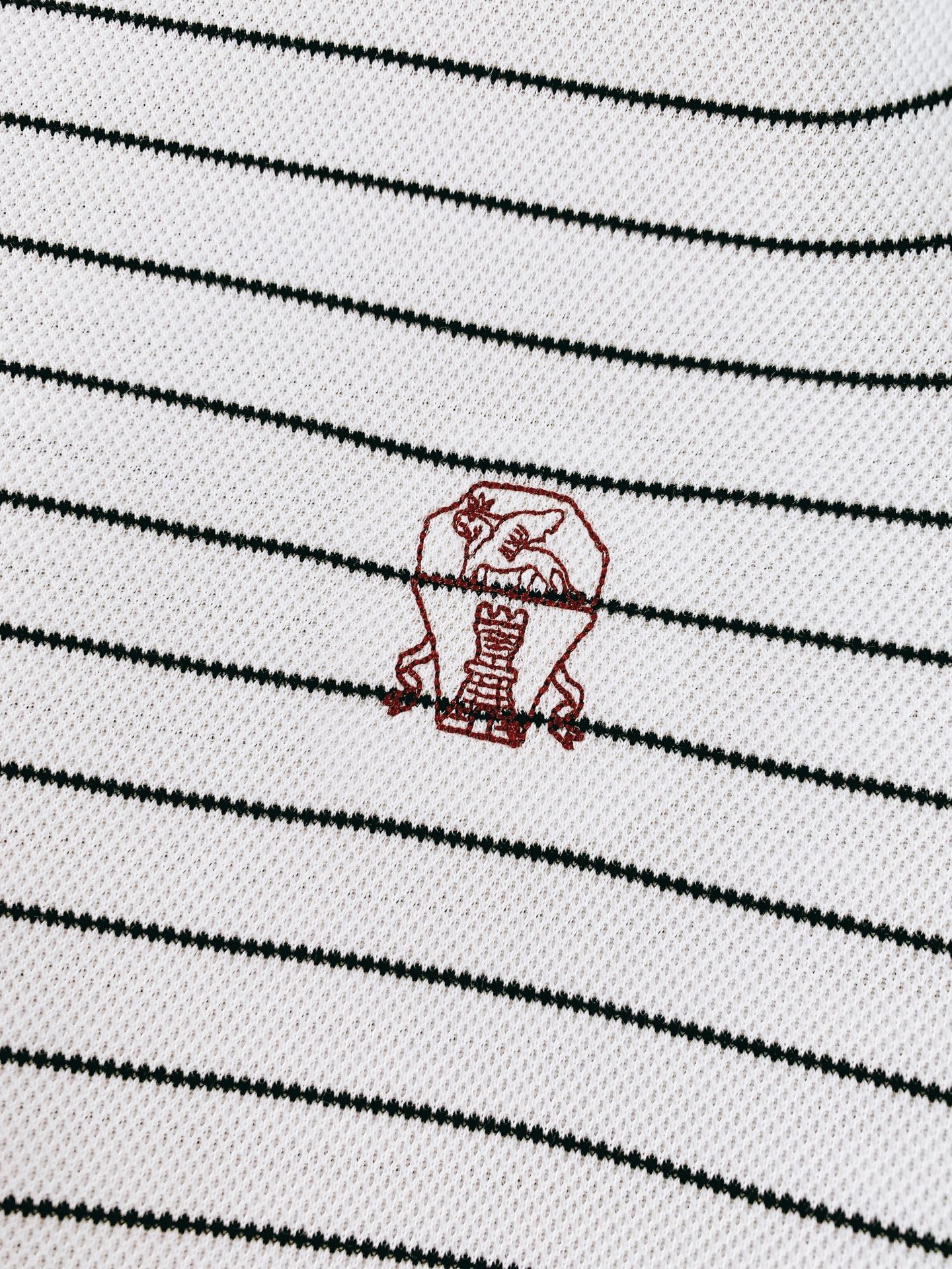 Brunello Cucinelli 布鲁奈罗.库奇内利 2026SS春夏新品意式条纹针织短袖👕蜂窝网眼