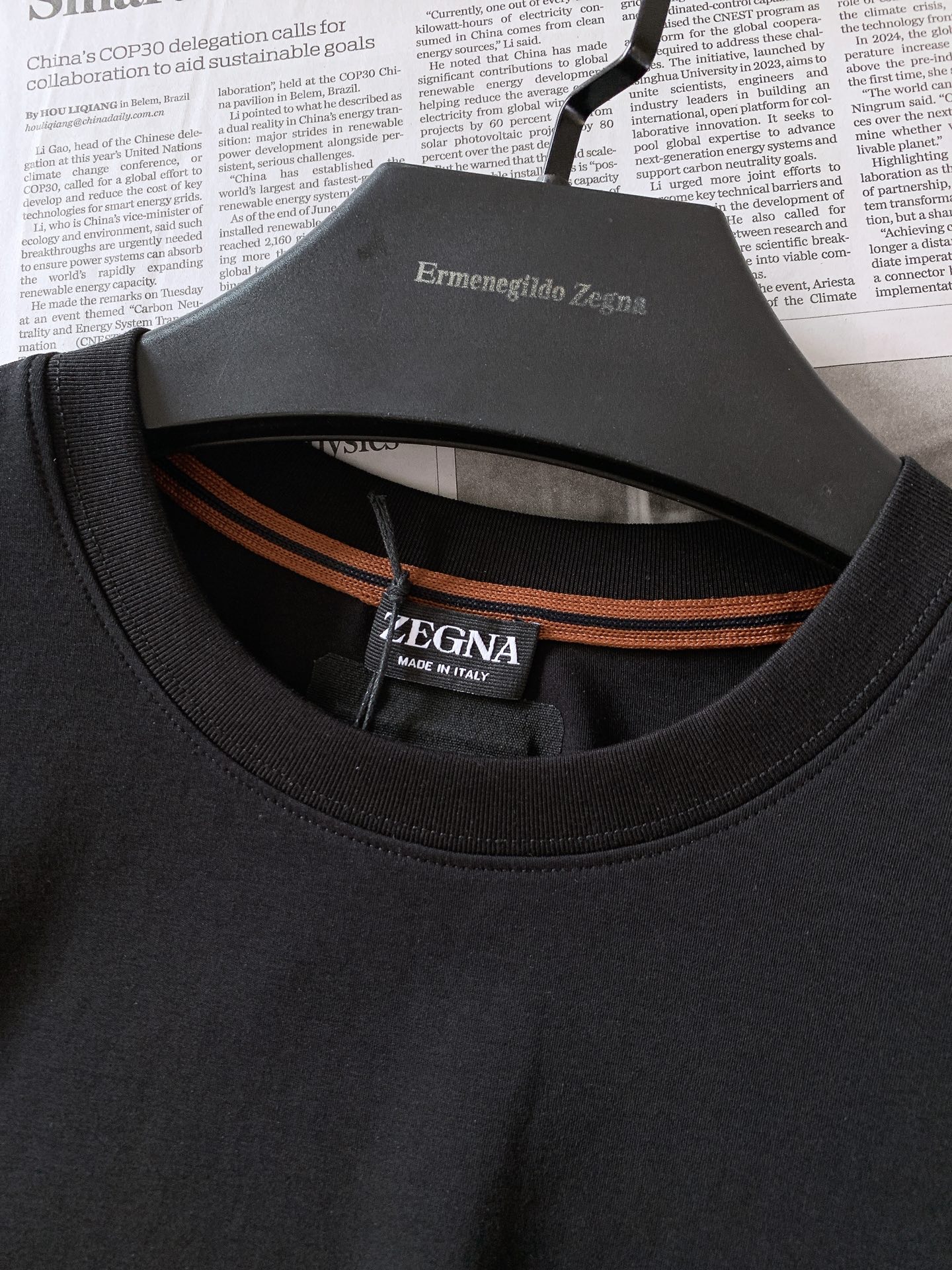 ￼Ermenegildo Zegna 杰尼亚 2026SS春夏新品 刺绣标识商务短袖👕采用进口液氨匹马棉