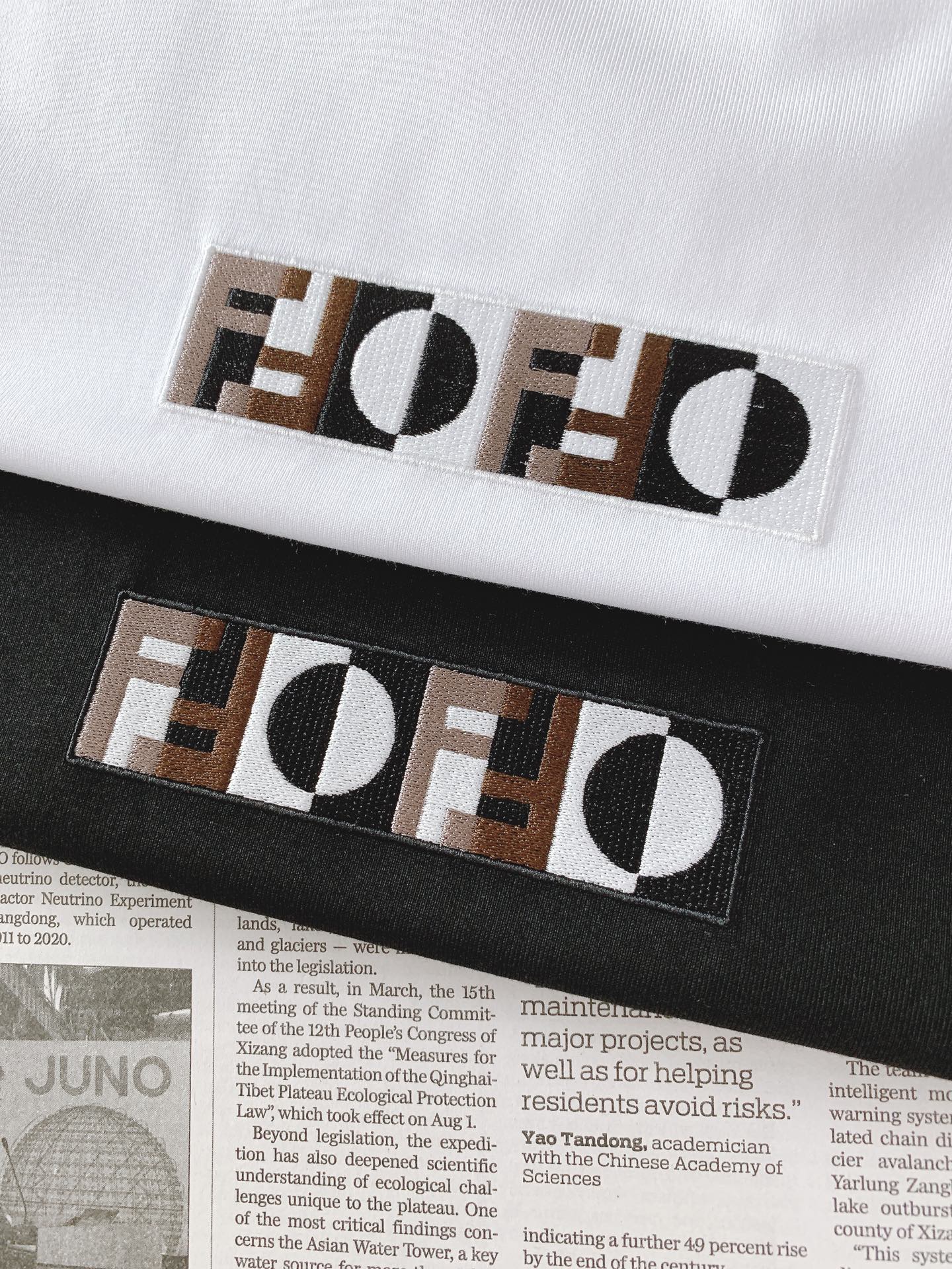 Fendi 芬迪 2026SS春夏新品拼色刺绣短袖T恤，甄选高支精梳丝光棉面料，触感细腻顺滑，垂坠感强，