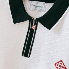 Casablanca 卡萨布兰卡 2026FW早秋新品 菱格提花半拉链Polo针织衫,Tennis Club经典系列, Casablanca 卡萨布兰卡 2026FW早秋新品 菱格提花半拉链Polo针织衫,Tennis Club经典系列,
