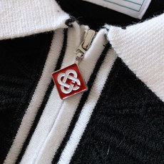 Casablanca 卡萨布兰卡 2026FW早秋新品 菱格提花半拉链Polo针织衫,Tennis Club经典系列, Casablanca 卡萨布兰卡 2026FW早秋新品 菱格提花半拉链Polo针织衫,Tennis Club经典系列,
