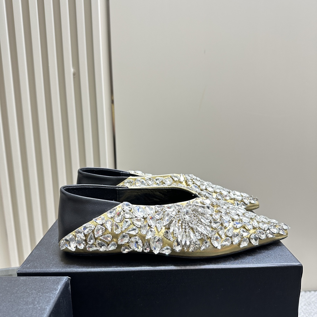 2024 Spring Summer Jill Sander Crystal Coward Leather Shoes with Sheepskin Lining - 图片 5