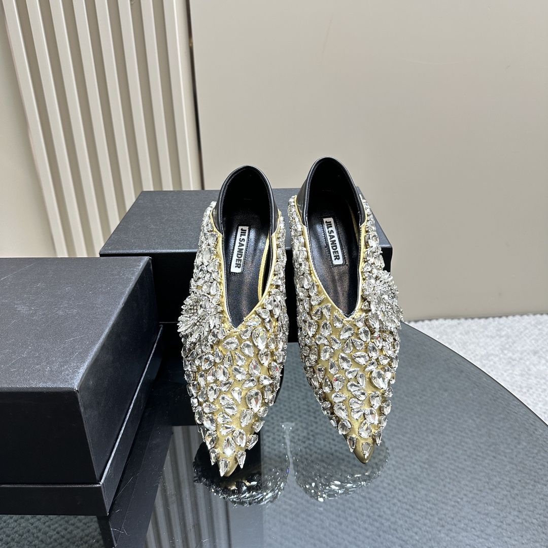 2024 Spring Summer Jill Sander Crystal Coward Leather Shoes with Sheepskin Lining - 图片 3