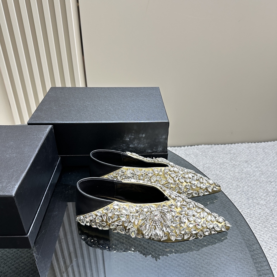 2024 Spring Summer Jill Sander Crystal Coward Leather Shoes with Sheepskin Lining - 图片 2