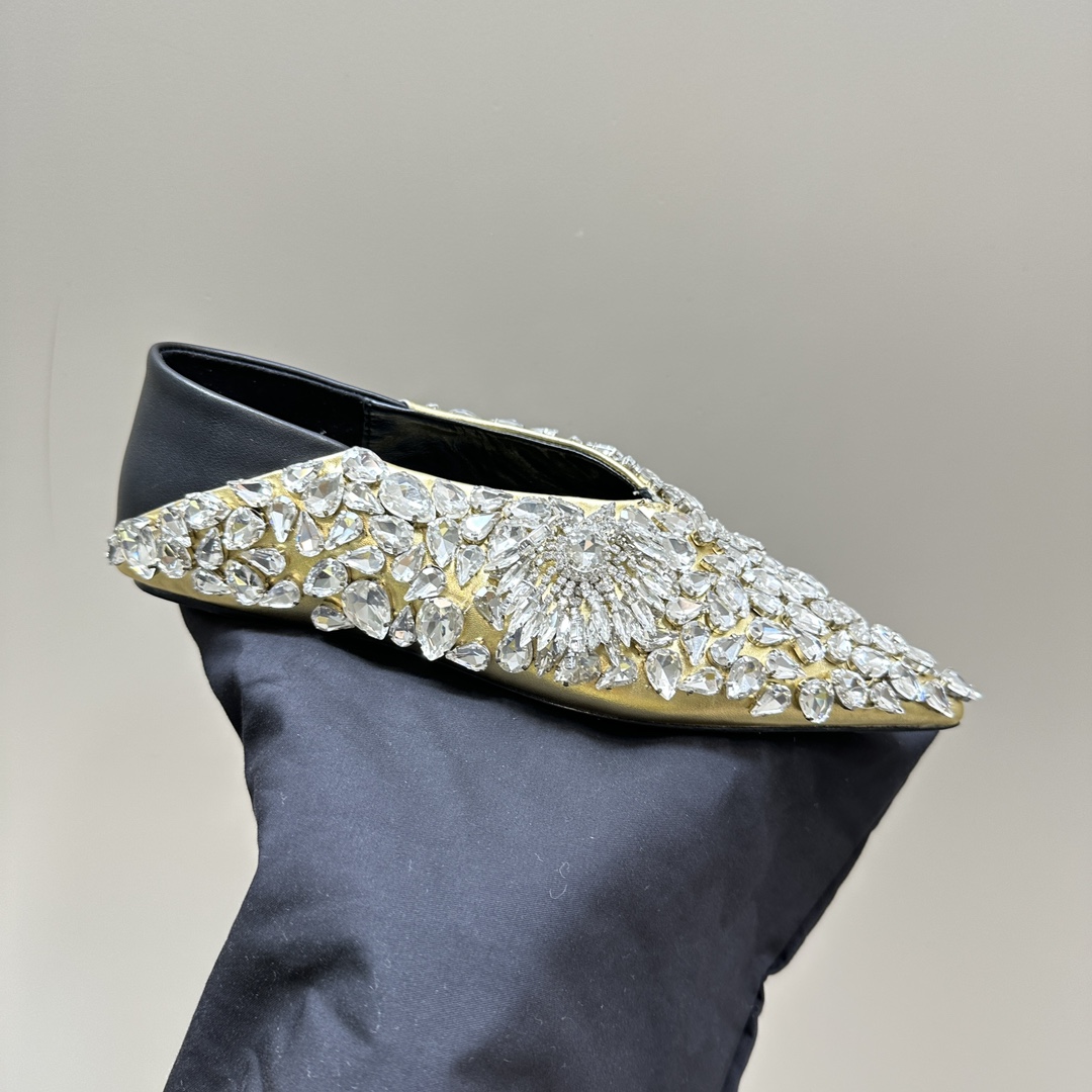 2024 Spring Summer Jill Sander Crystal Coward Leather Shoes with Sheepskin Lining - 图片 8