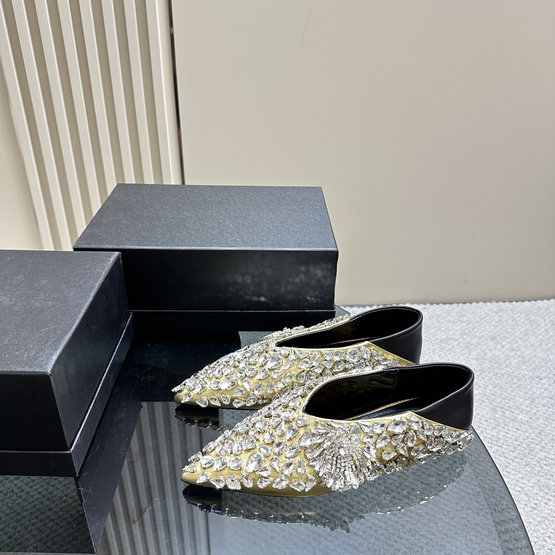 2024 Spring Summer Jill Sander Crystal Coward Leather Shoes with Sheepskin Lining - 图片 1