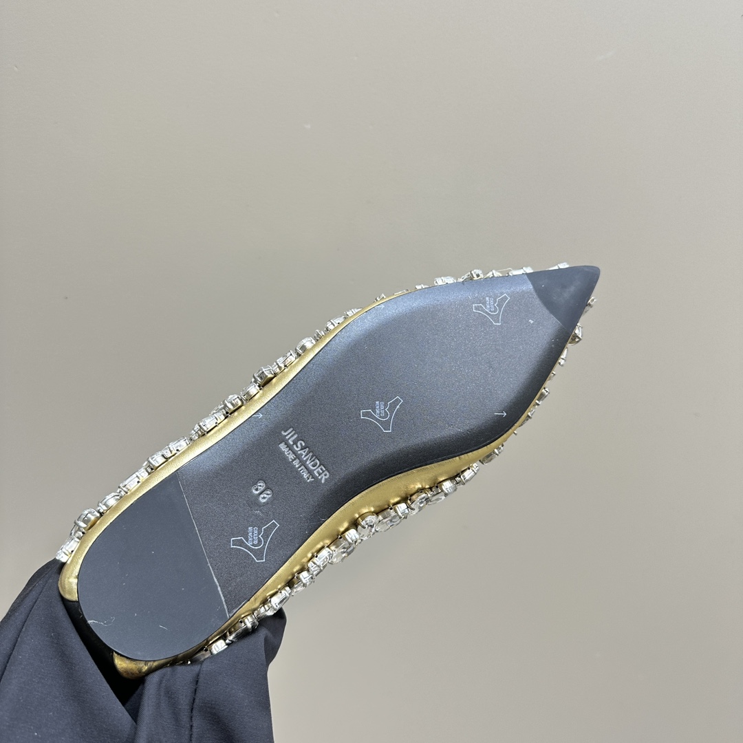 2024 Spring Summer Jill Sander Crystal Coward Leather Shoes with Sheepskin Lining - 图片 9