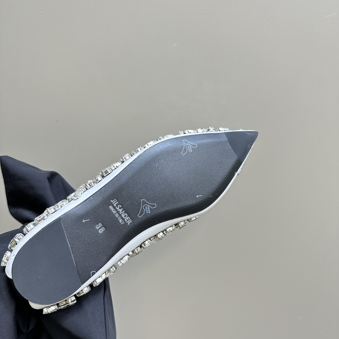 2024 Spring Summer Jill Sander Crystal Coward Leather Shoes with Crystal Drill Embellishment - 图片 9