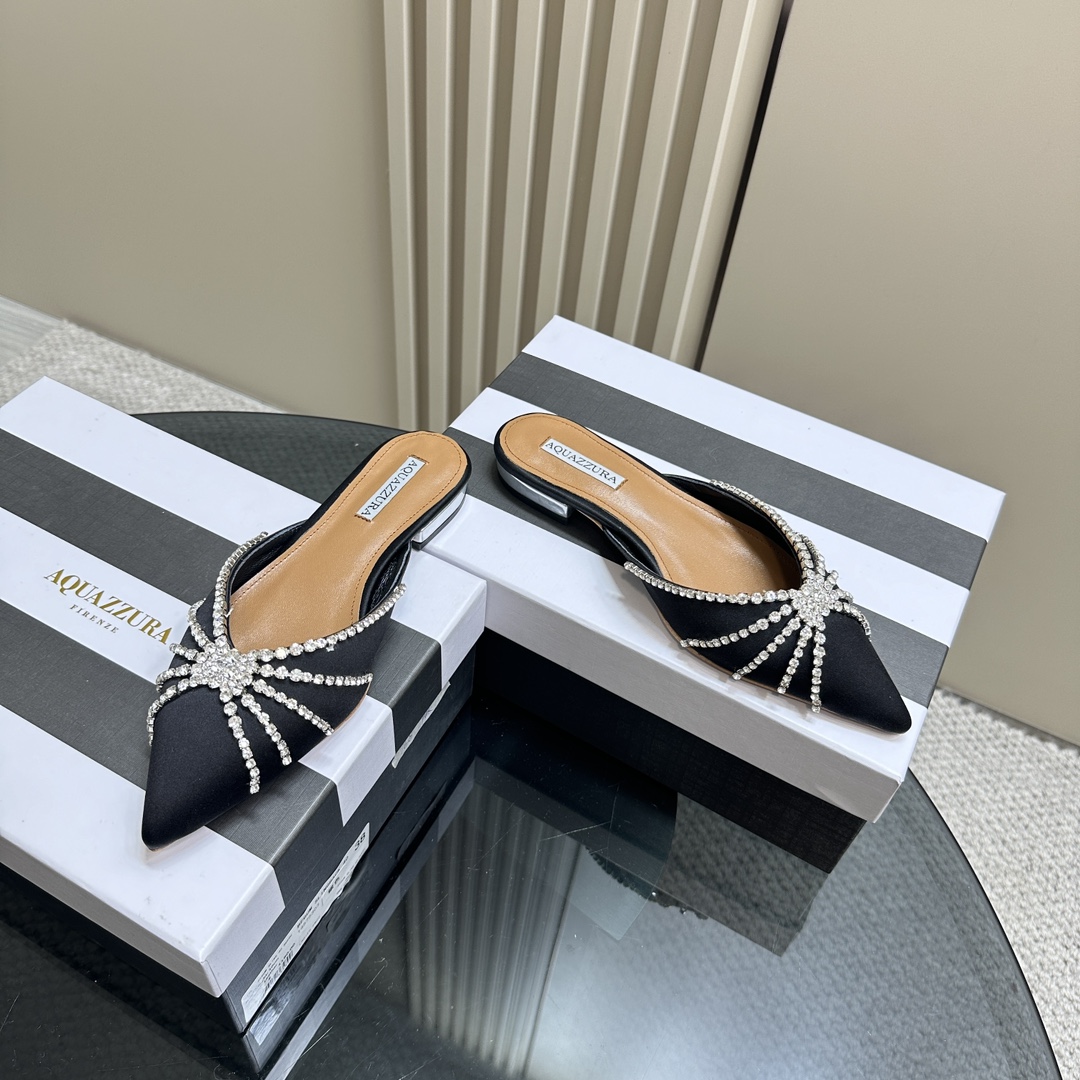 AQUAZURA Gold Pineapple 2024 SS Summer Water-Drilling Shoes: Elegant Italian Style for Parties - 图片 3