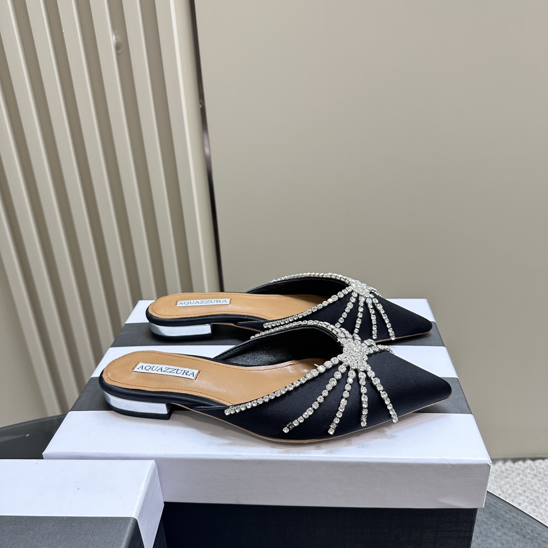 AQUAZURA Gold Pineapple 2024 SS Summer Water-Drilling Shoes: Elegant Italian Style for Parties - 图片 2