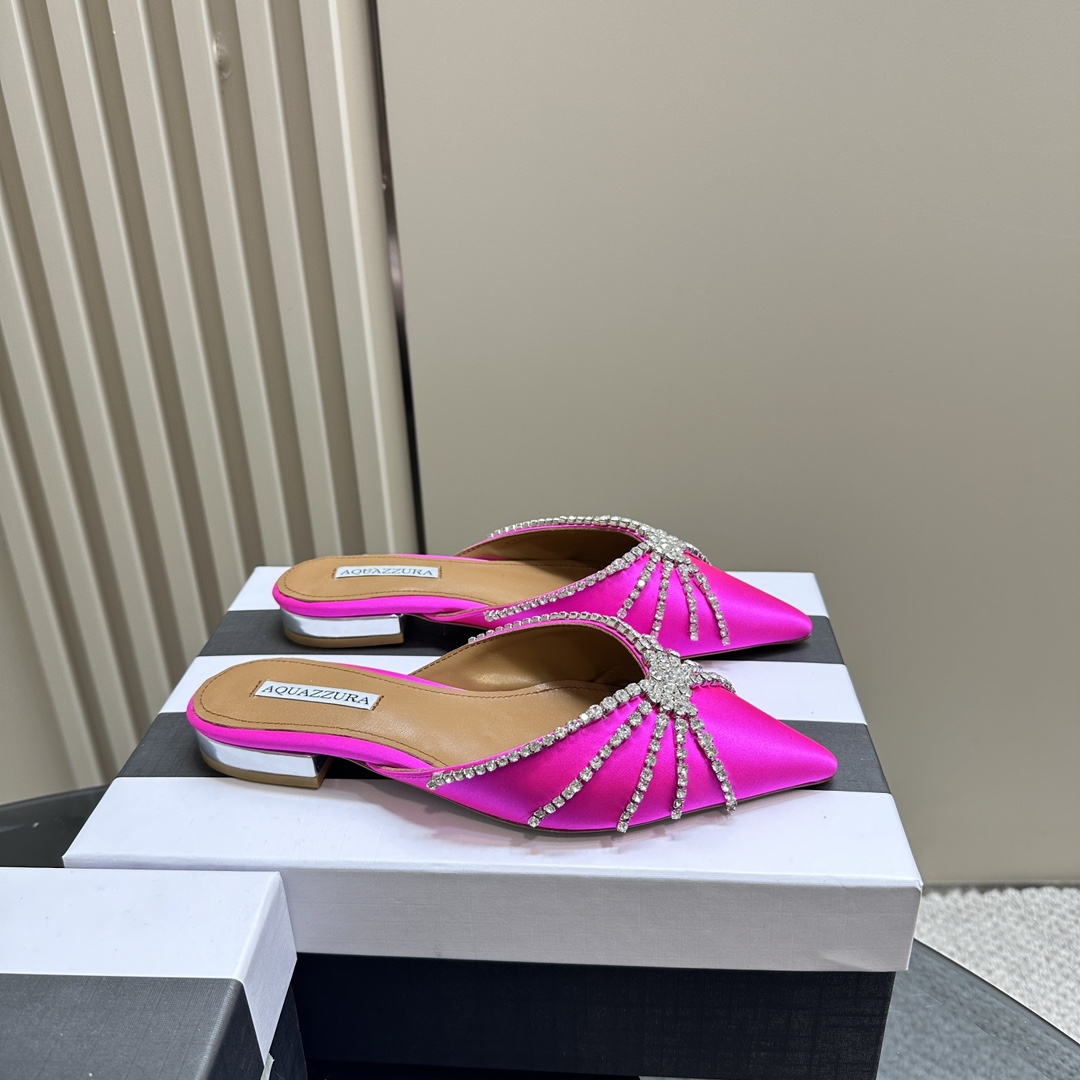 AQUAZURA Gold Pineapple 2024 SS Summer Water-Drilling Shoes: Elegant Italian Aristocratic Bellies for Parties. - 图片 2