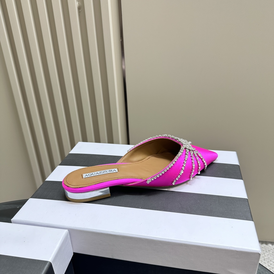 AQUAZURA Gold Pineapple 2024 SS Summer Water-Drilling Shoes: Elegant Italian Aristocratic Bellies for Parties. - 图片 6