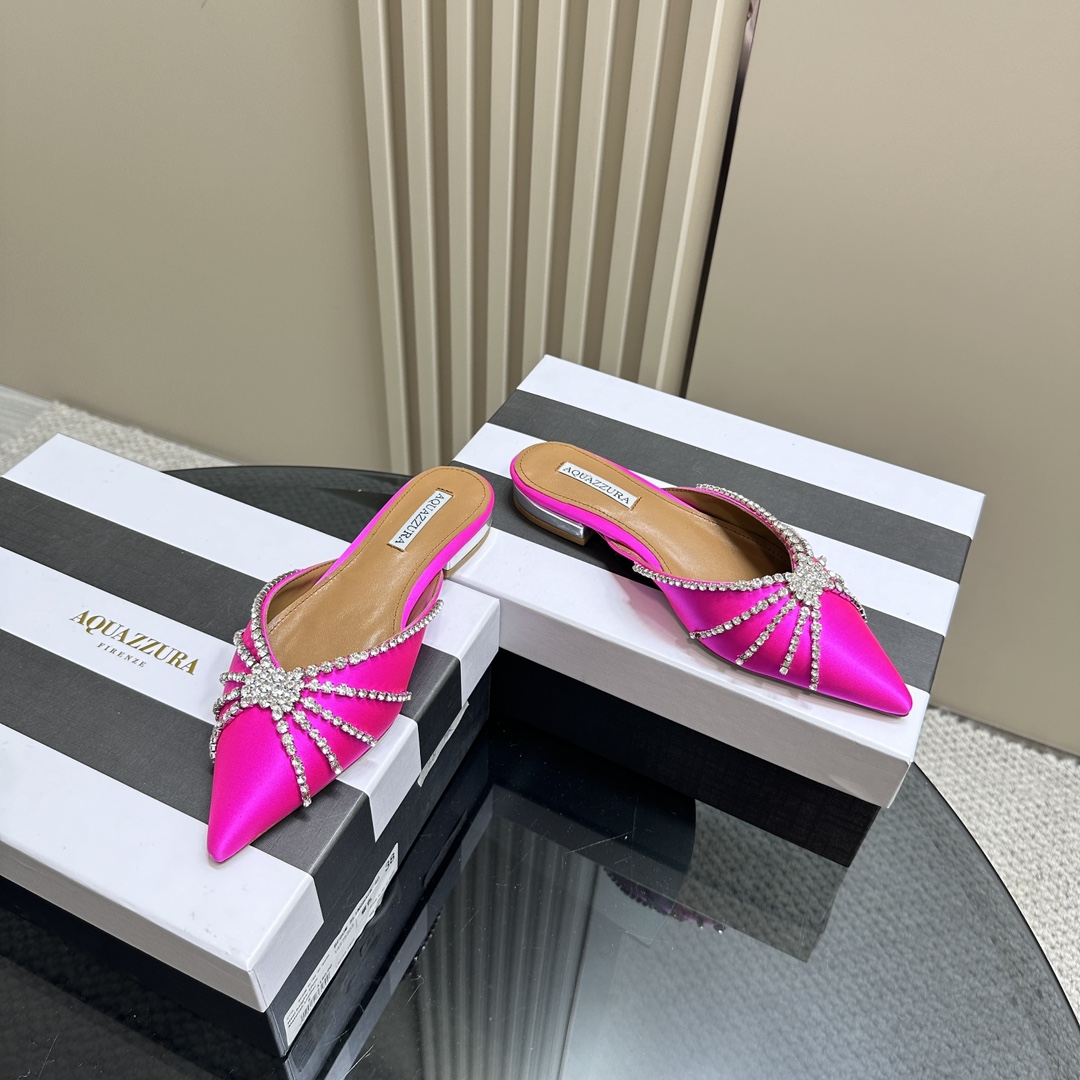 AQUAZURA Gold Pineapple 2024 SS Summer Water-Drilling Shoes: Elegant Italian Aristocratic Bellies for Parties. - 图片 3