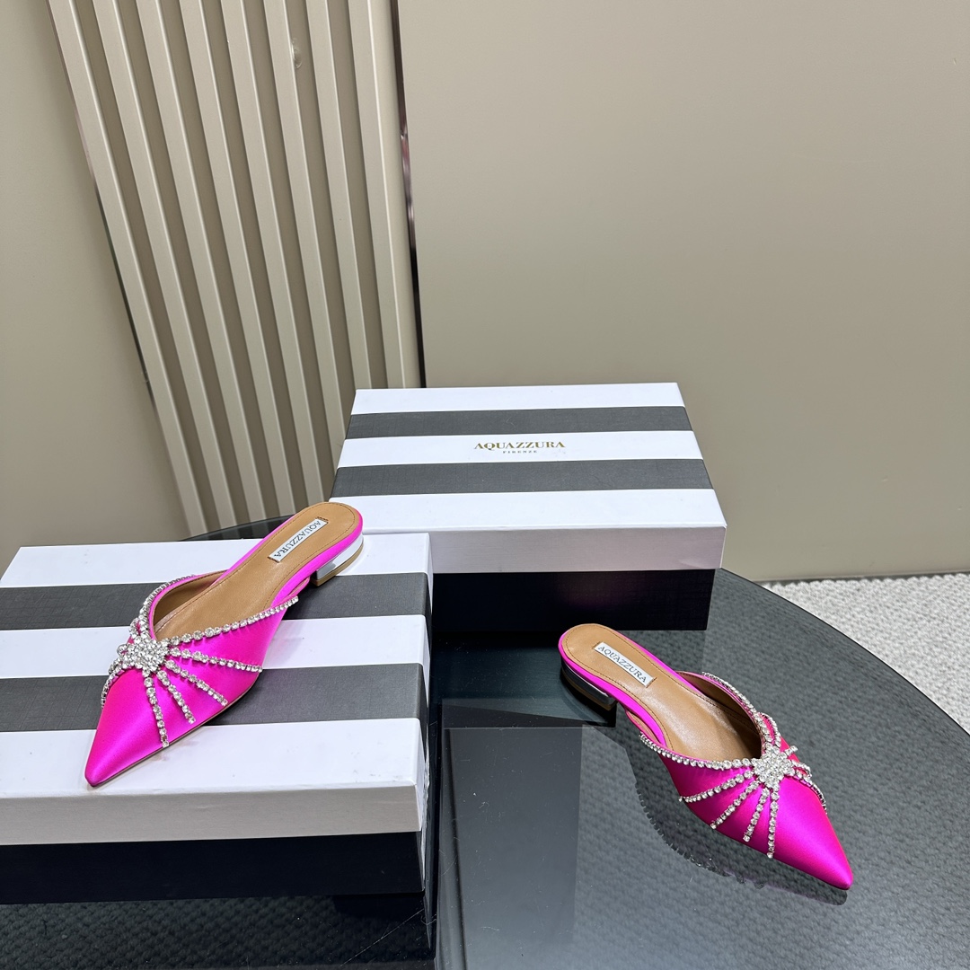 AQUAZURA Gold Pineapple 2024 SS Summer Water-Drilling Shoes: Elegant Italian Aristocratic Bellies for Parties. - 图片 5