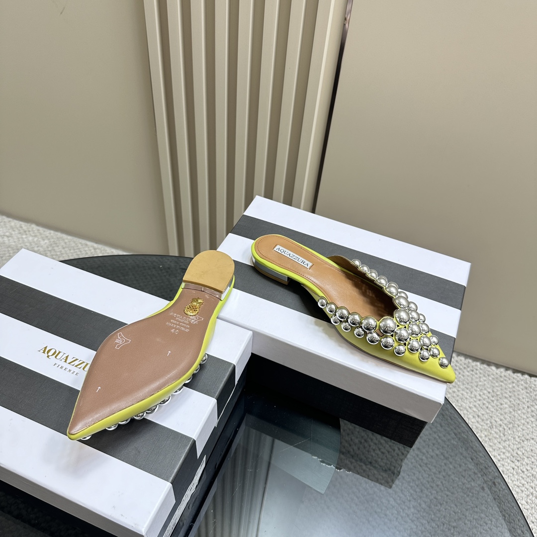AQUAZURA Gold Pineapple 2024 SS Summer Shoes: Italian Crafted, Elegant, Adornable Bellies - 图片 4