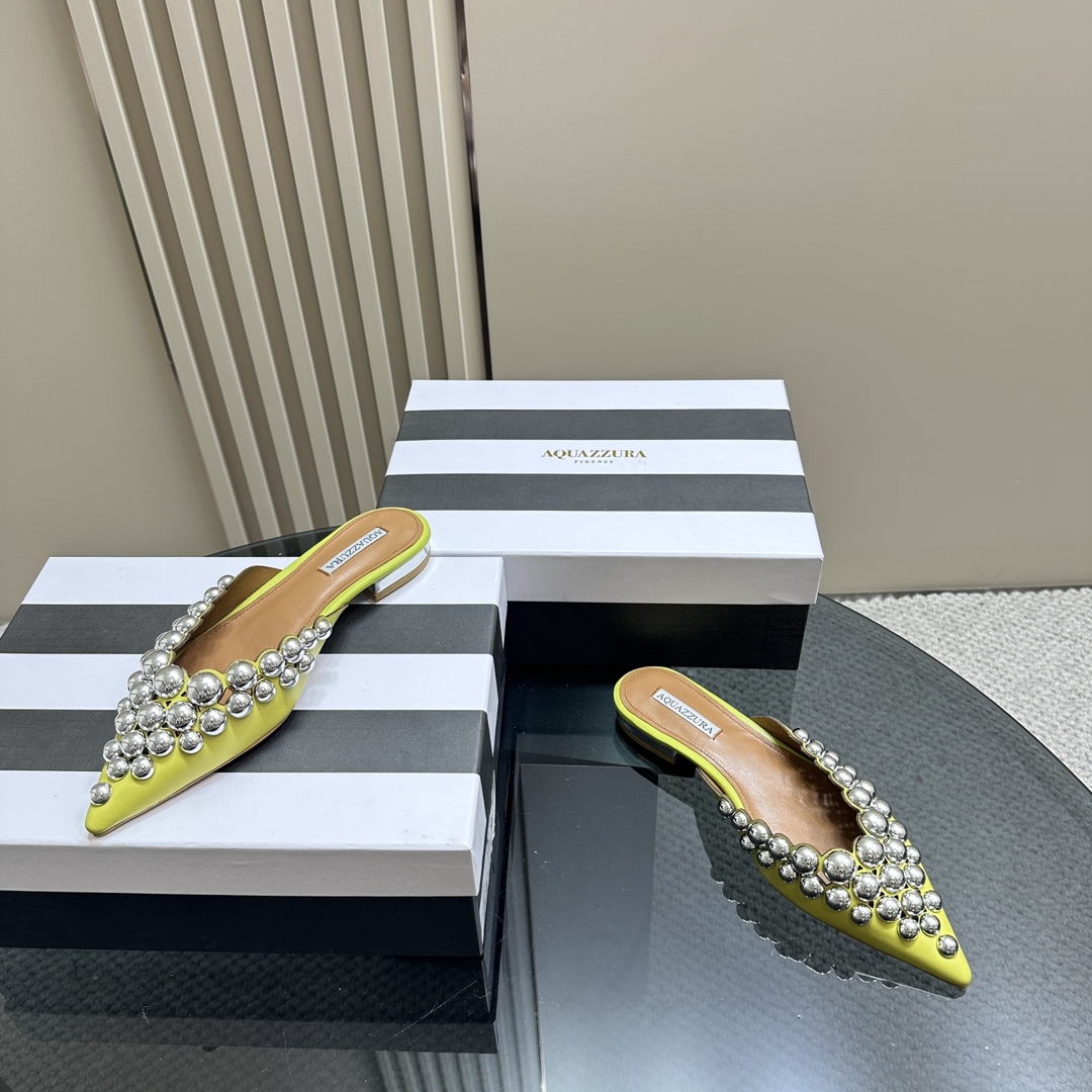 AQUAZURA Gold Pineapple 2024 SS Summer Shoes: Italian Crafted, Elegant, Adornable Bellies - 图片 5