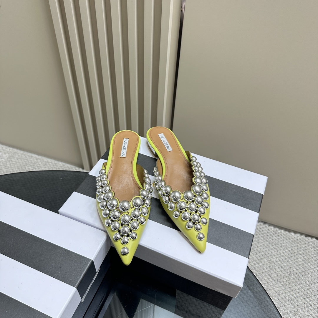 AQUAZURA Gold Pineapple 2024 SS Summer Shoes: Italian Crafted, Elegant, Adornable Bellies - 图片 1