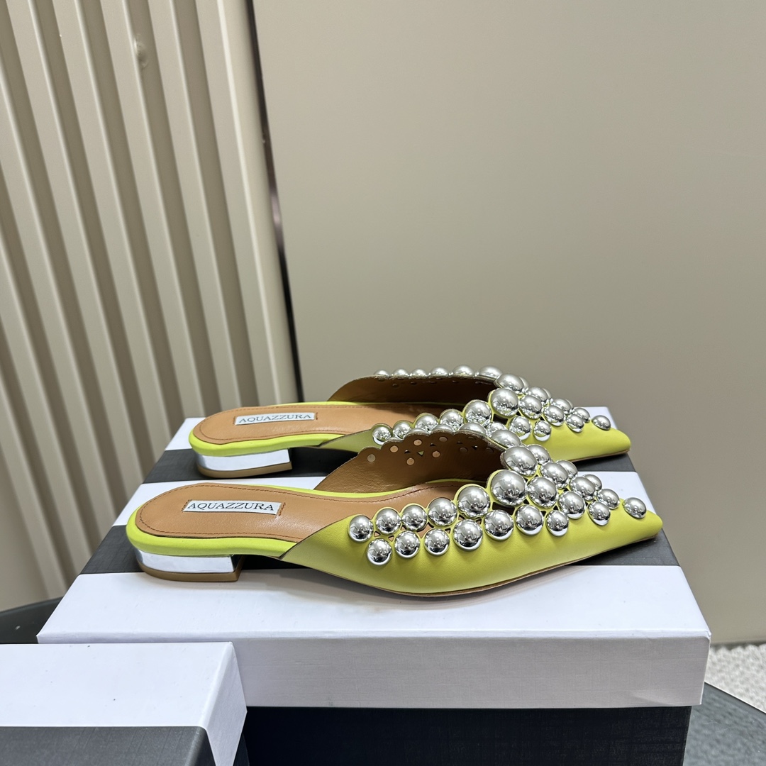 AQUAZURA Gold Pineapple 2024 SS Summer Shoes: Italian Crafted, Elegant, Adornable Bellies - 图片 2