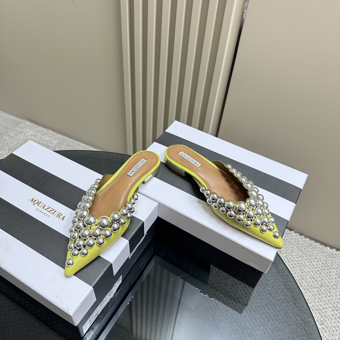 AQUAZURA Gold Pineapple 2024 SS Summer Shoes: Italian Crafted, Elegant, Adornable Bellies - 图片 3