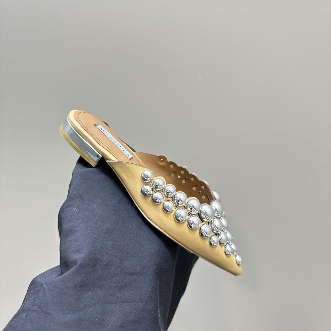 AQUAZURA Gold Pineapple 2024 SS Summer Shoes: Elegant Italian Design for Women - 图片 7