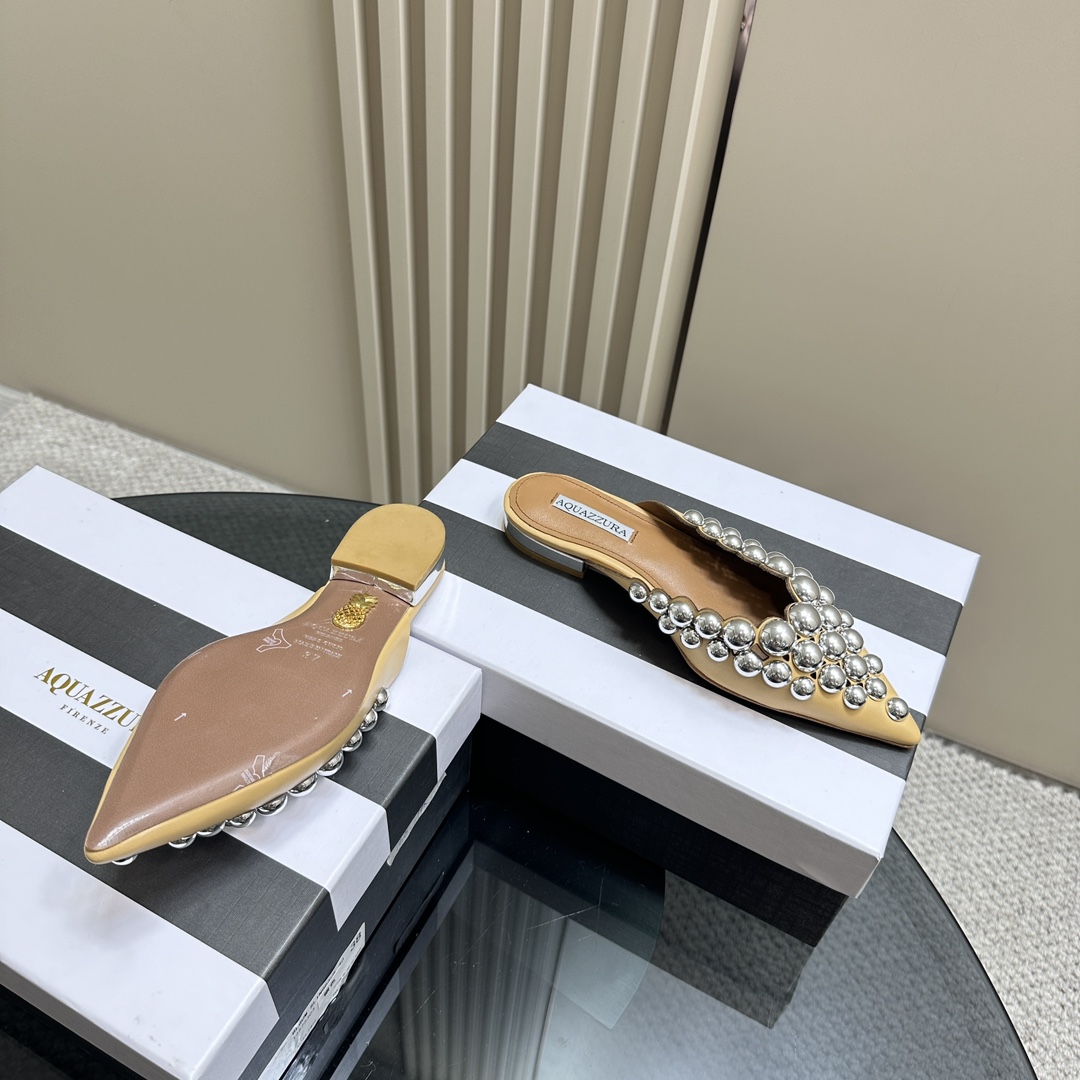 AQUAZURA Gold Pineapple 2024 SS Summer Shoes: Elegant Italian Design for Women - 图片 4