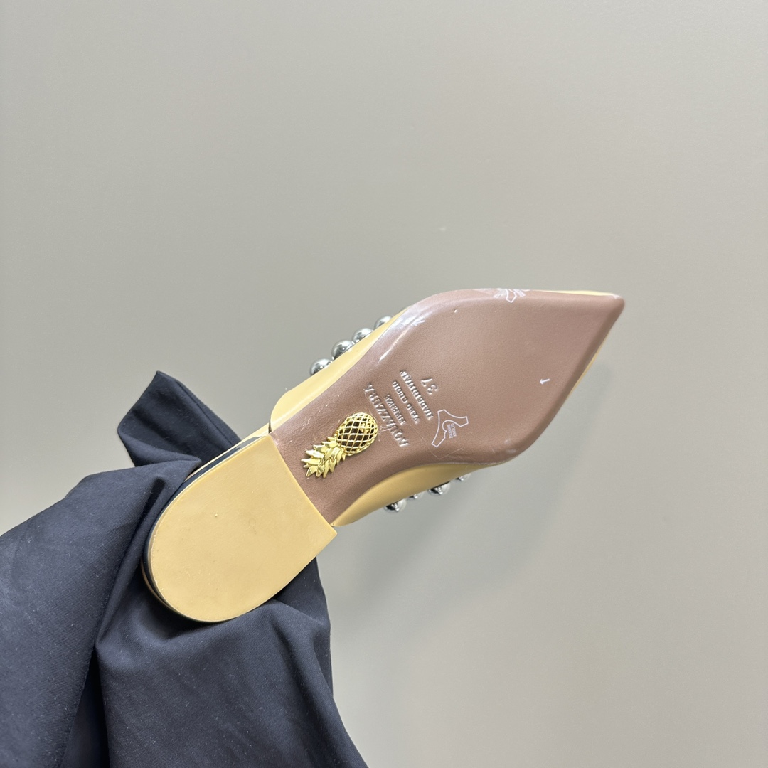 AQUAZURA Gold Pineapple 2024 SS Summer Shoes: Elegant Italian Design for Women - 图片 9