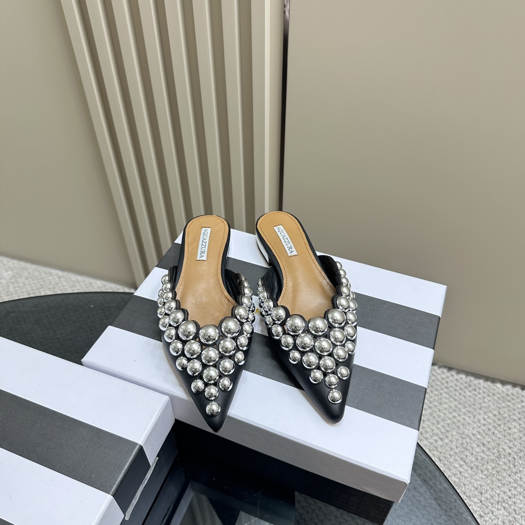 AQUAZURA Gold Pineapple 2024 SS Summer Shoes: Elegant Italian Design for Parties