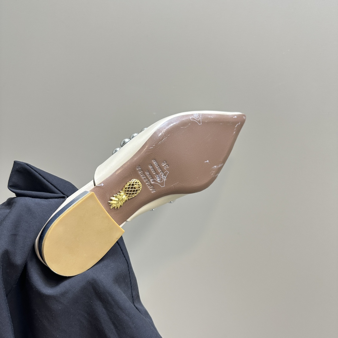 AQUAZURA Gold Pineapple 2024 SS Summer Shoes: Elegant Italian Women’s Bellies for Parties - 图片 9