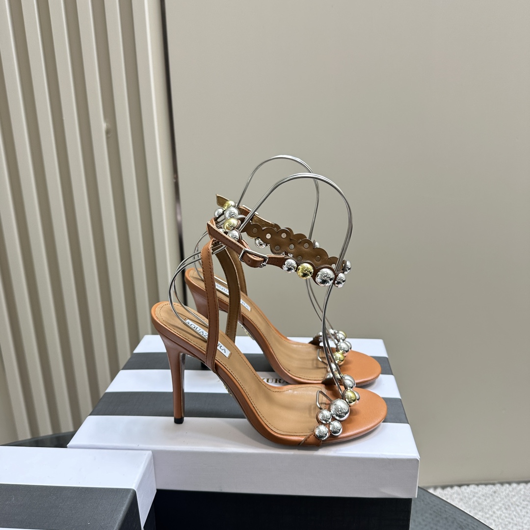 AQUAZURA Gold Pineapple 2024 SS Summer Shoes: Elegant Italian Bellies for Parties - 图片 3