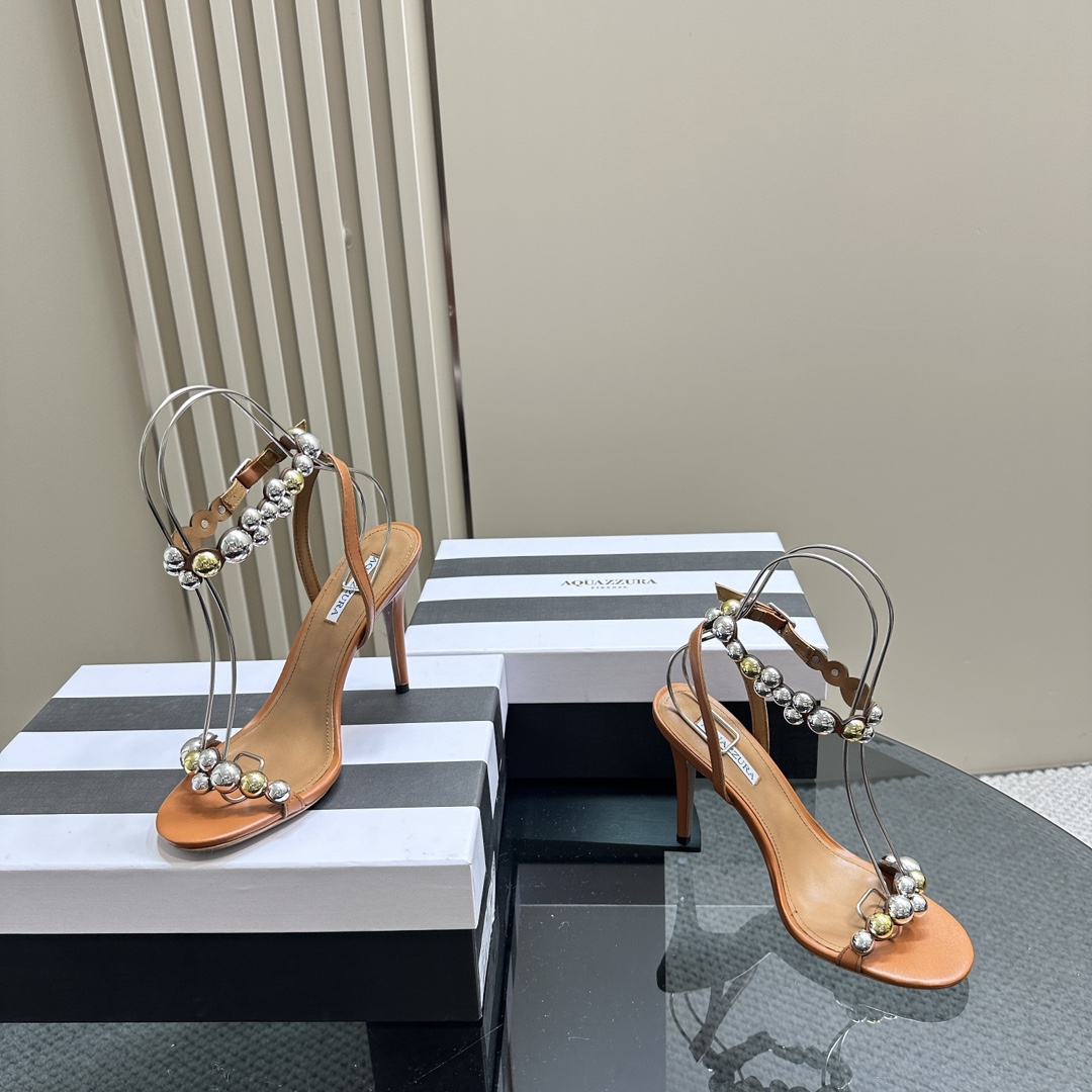 AQUAZURA Gold Pineapple 2024 SS Summer Shoes: Elegant Italian Bellies for Parties - 图片 5