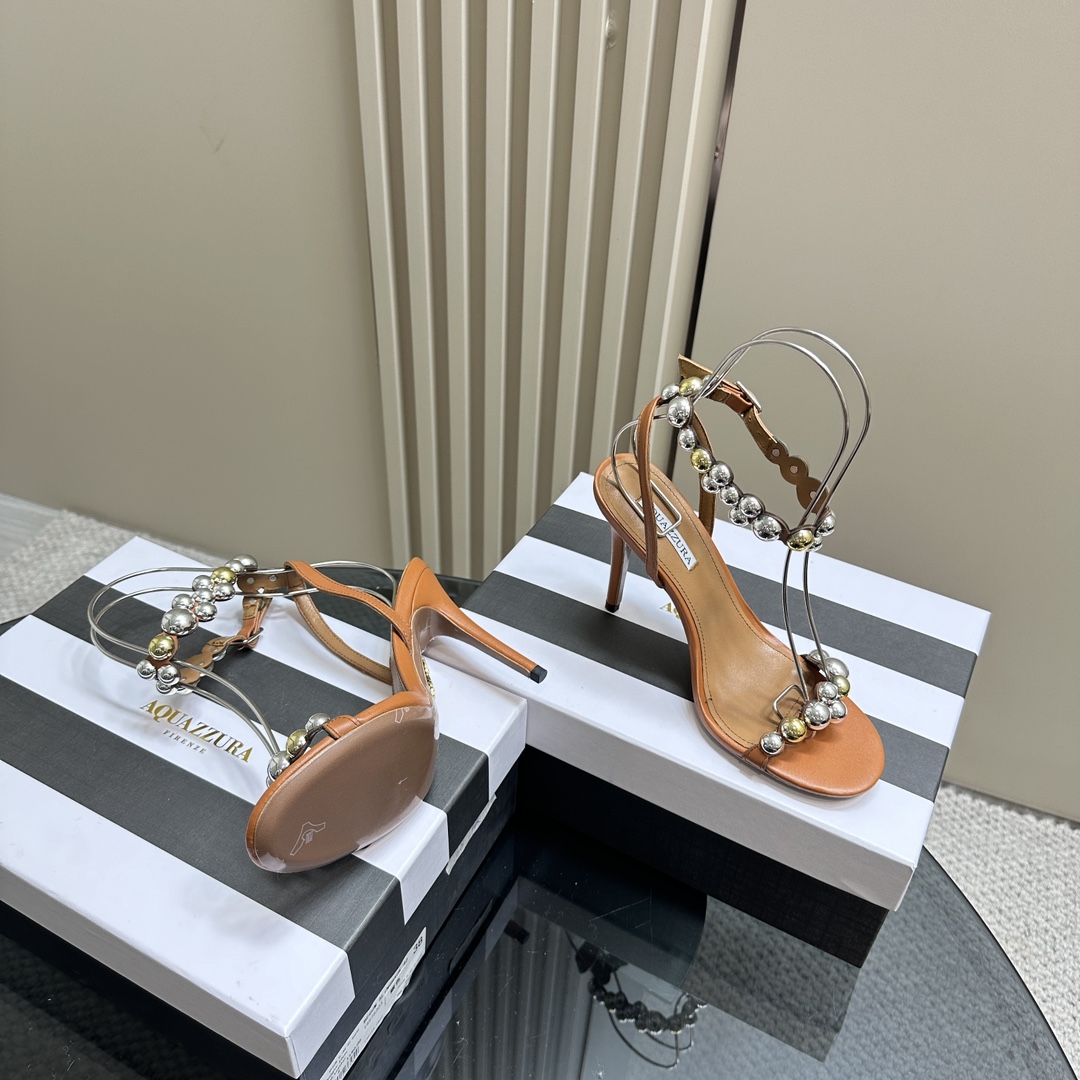 AQUAZURA Gold Pineapple 2024 SS Summer Shoes: Elegant Italian Bellies for Parties - 图片 2