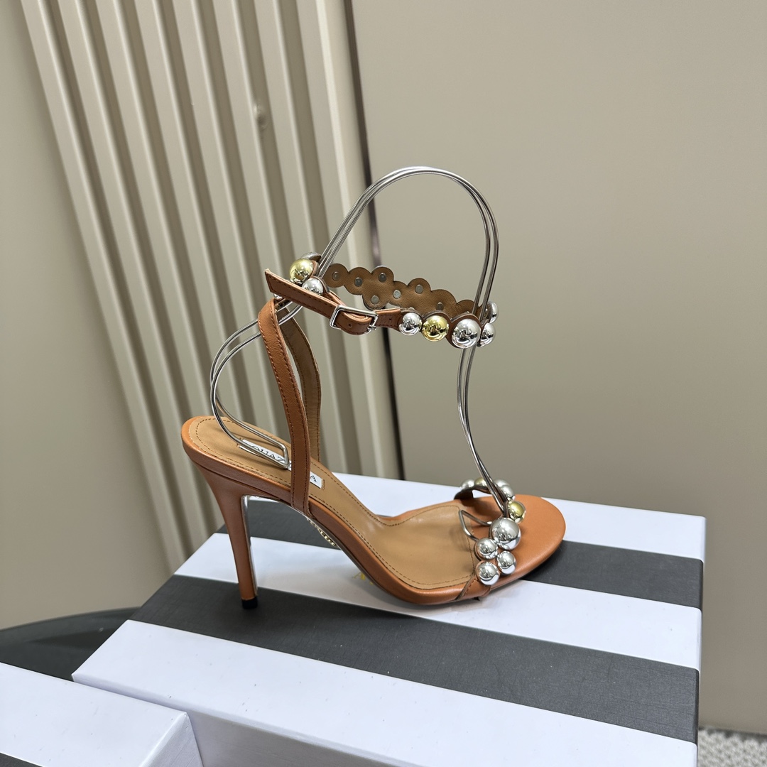 AQUAZURA Gold Pineapple 2024 SS Summer Shoes: Elegant Italian Bellies for Parties - 图片 6