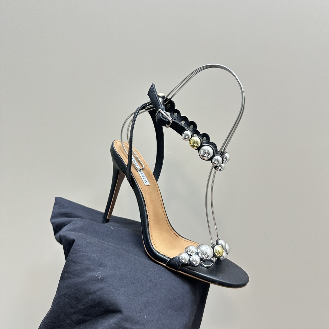 AQUAZURA Gold Pineapple 2024 SS Summer Shoes: Elegant Italian Bellies for Parties - 图片 7