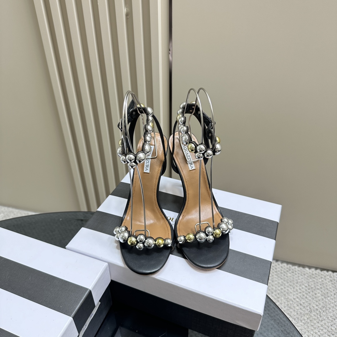 AQUAZURA Gold Pineapple 2024 SS Summer Shoes: Elegant Italian Bellies for Parties - 图片 4