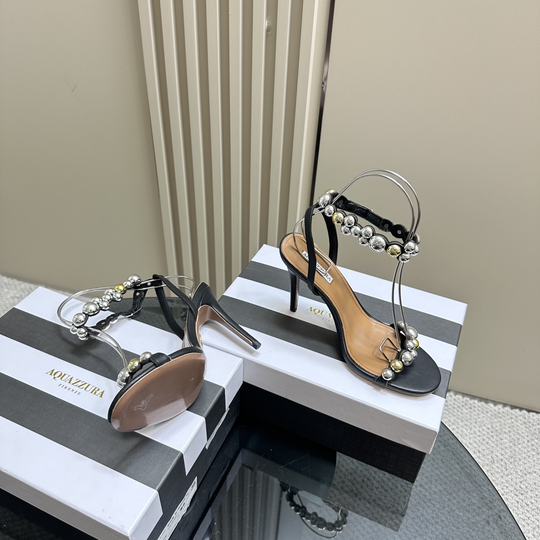 AQUAZURA Gold Pineapple 2024 SS Summer Shoes: Elegant Italian Bellies for Parties - 图片 2