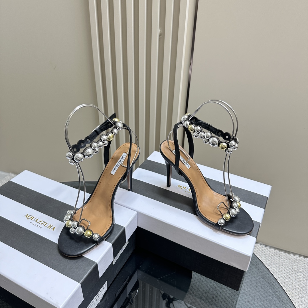 AQUAZURA Gold Pineapple 2024 SS Summer Shoes: Elegant Italian Bellies for Parties - 图片 1