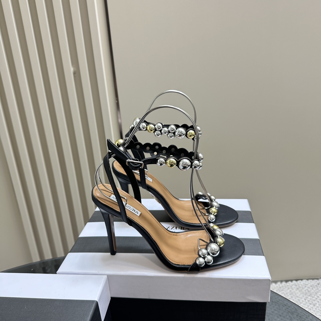 AQUAZURA Gold Pineapple 2024 SS Summer Shoes: Elegant Italian Bellies for Parties - 图片 3