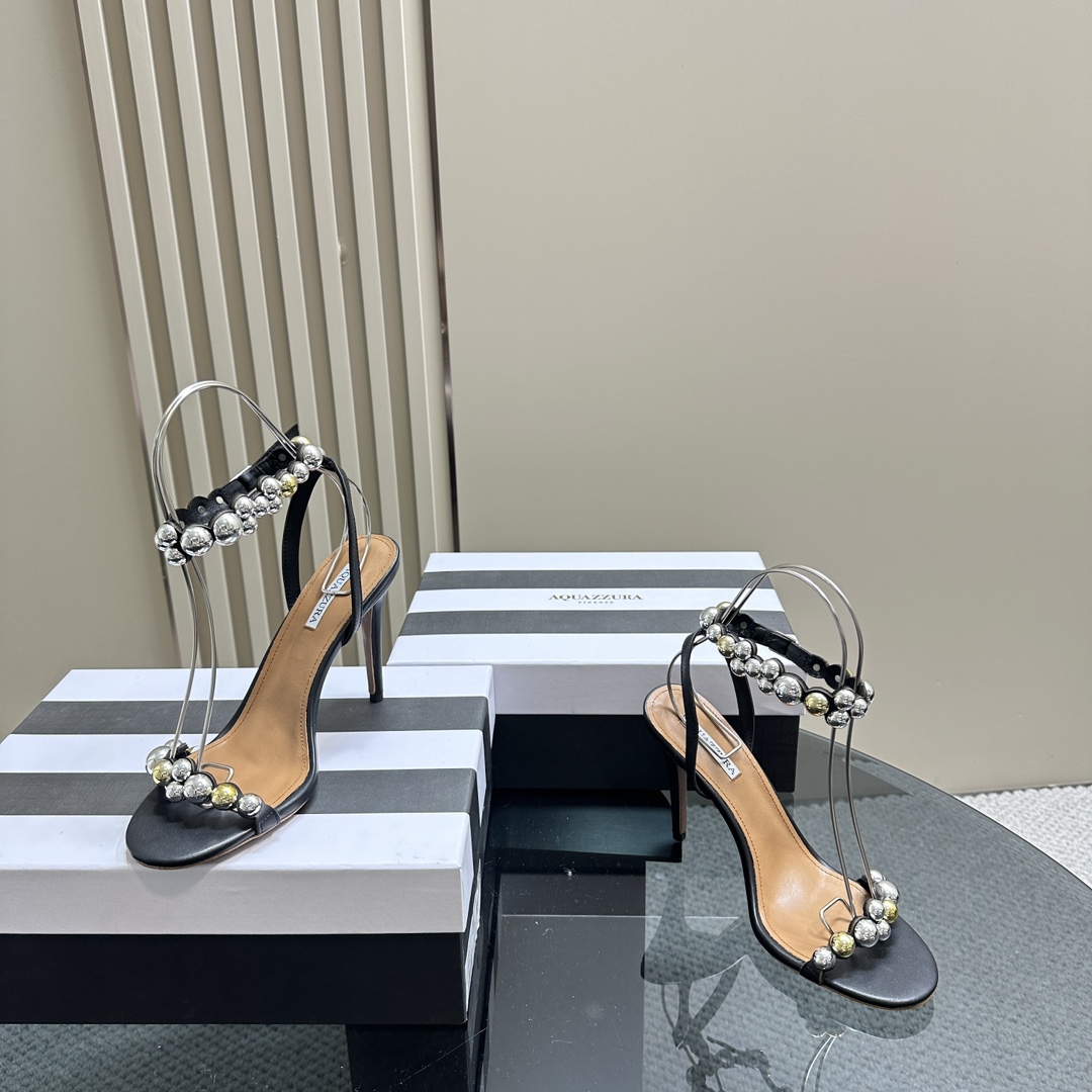 AQUAZURA Gold Pineapple 2024 SS Summer Shoes: Elegant Italian Bellies for Parties - 图片 5