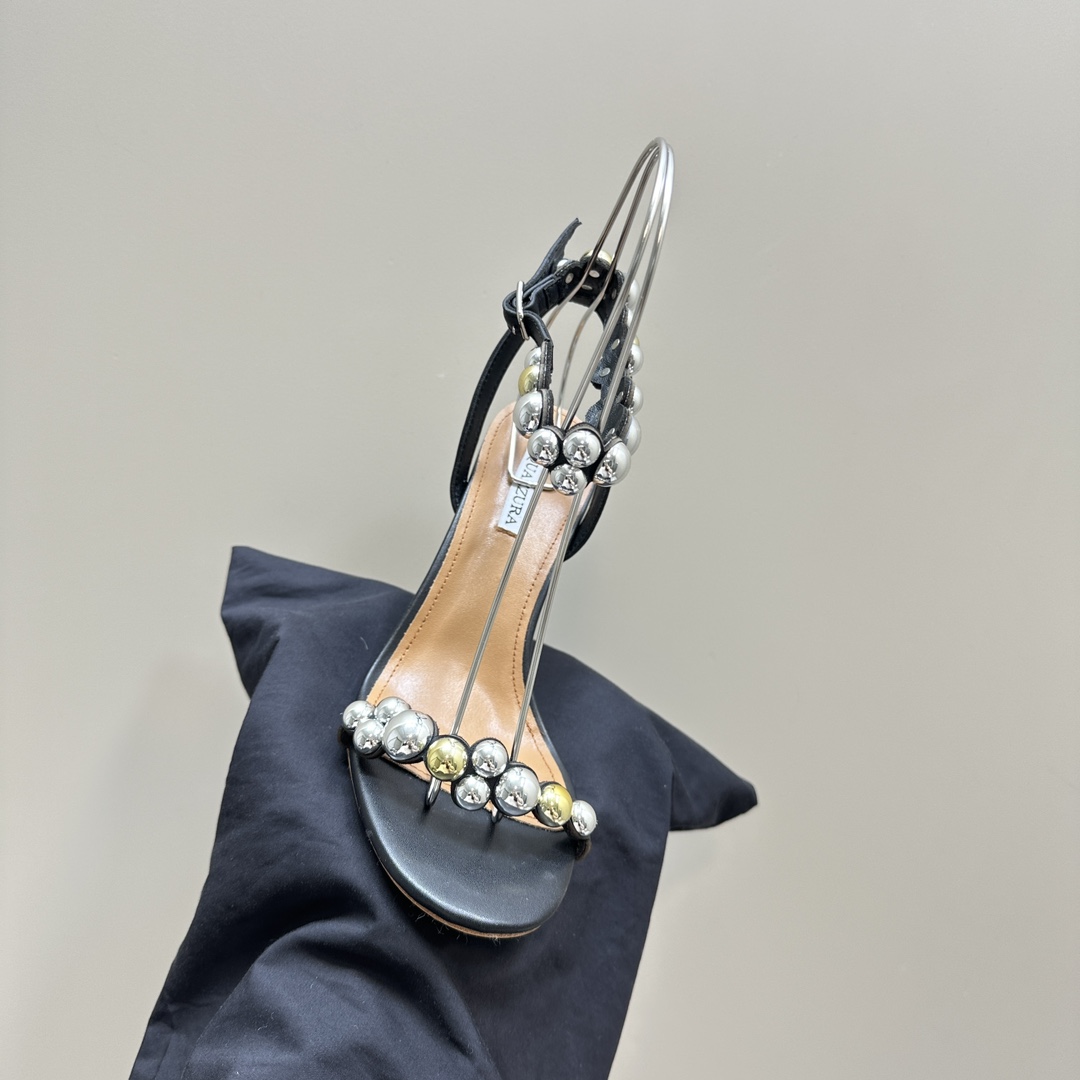 AQUAZURA Gold Pineapple 2024 SS Summer Shoes: Elegant Italian Bellies for Parties - 图片 8