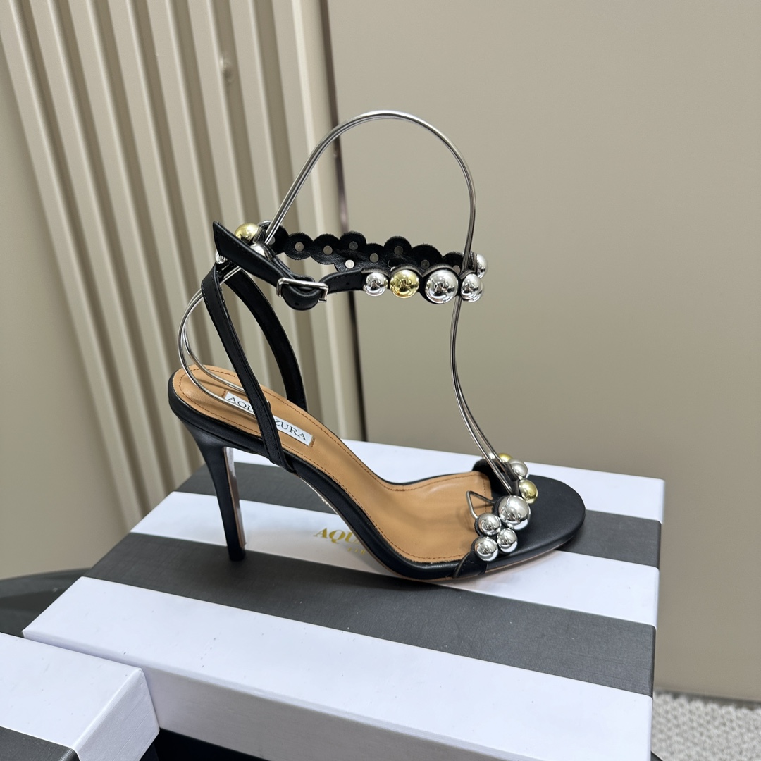 AQUAZURA Gold Pineapple 2024 SS Summer Shoes: Elegant Italian Bellies for Parties - 图片 6