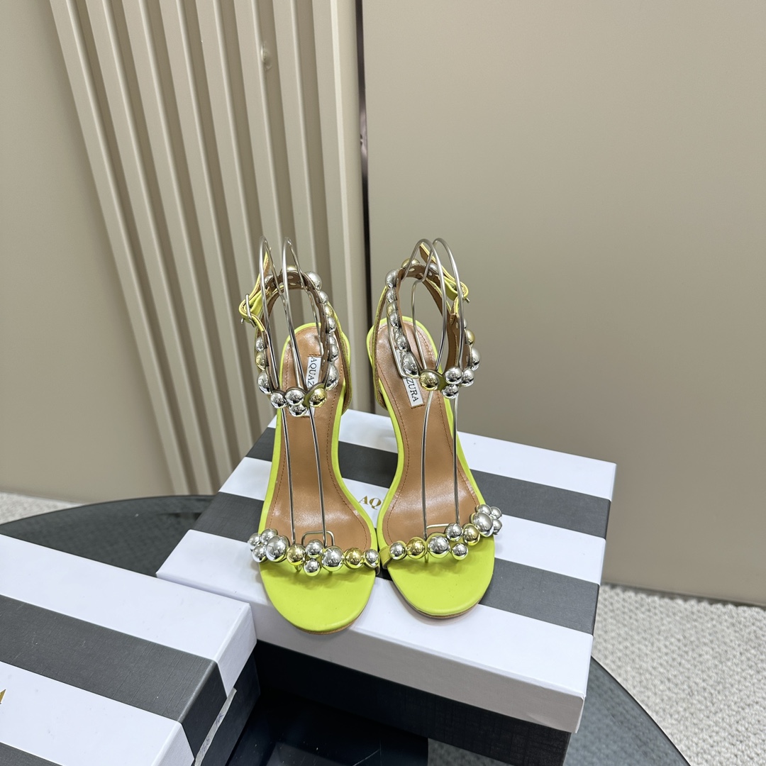AQUAZURA Gold Pineapple 2024 SS Summer Shoes: Elegant Italian Bellies for Parties - 图片 4