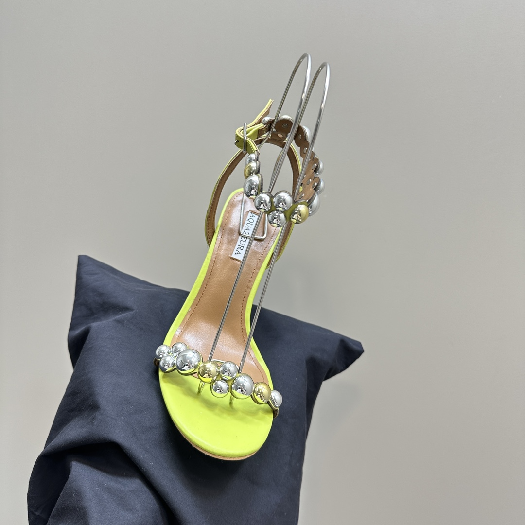 AQUAZURA Gold Pineapple 2024 SS Summer Shoes: Elegant Italian Bellies for Parties - 图片 8