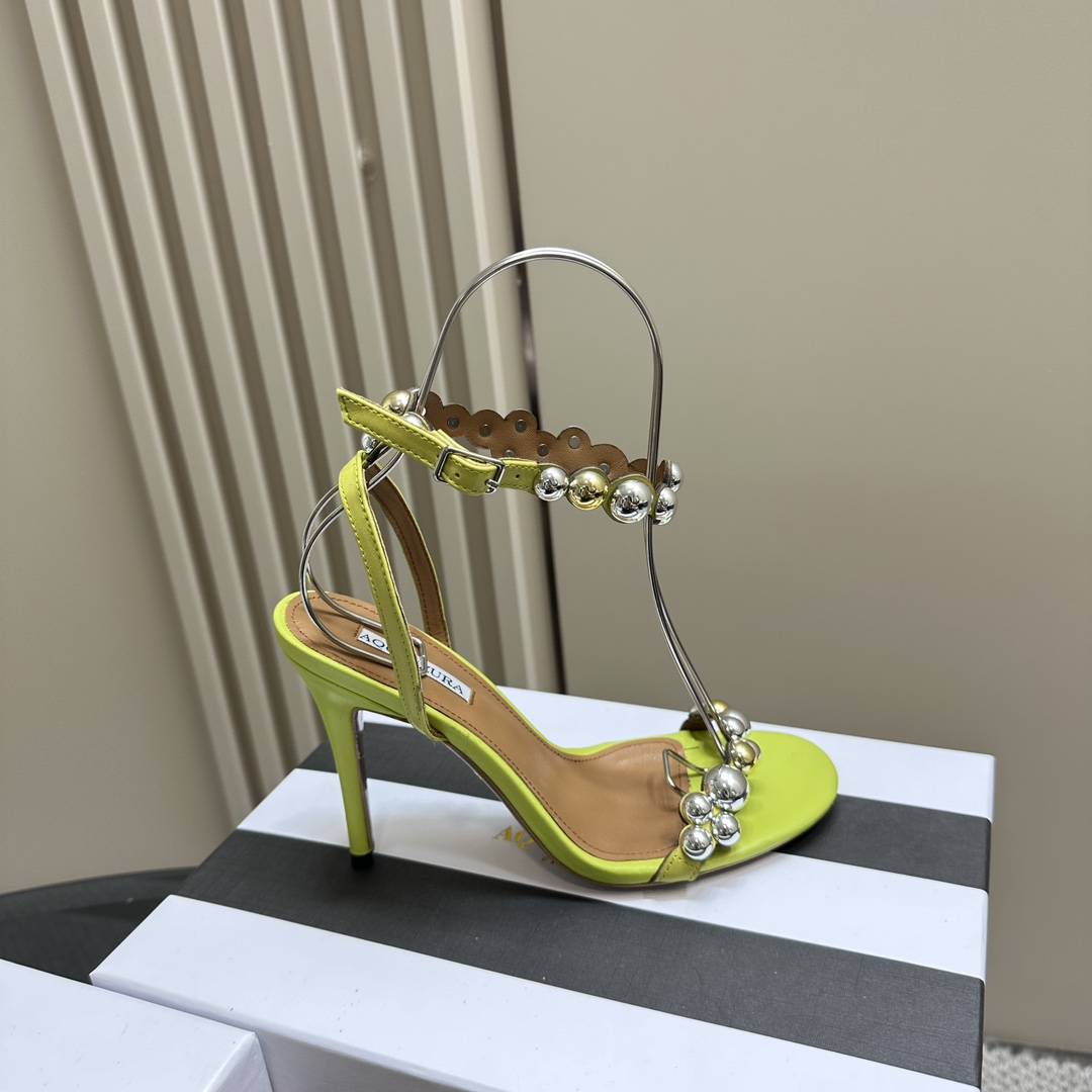 AQUAZURA Gold Pineapple 2024 SS Summer Shoes: Elegant Italian Bellies for Parties - 图片 6