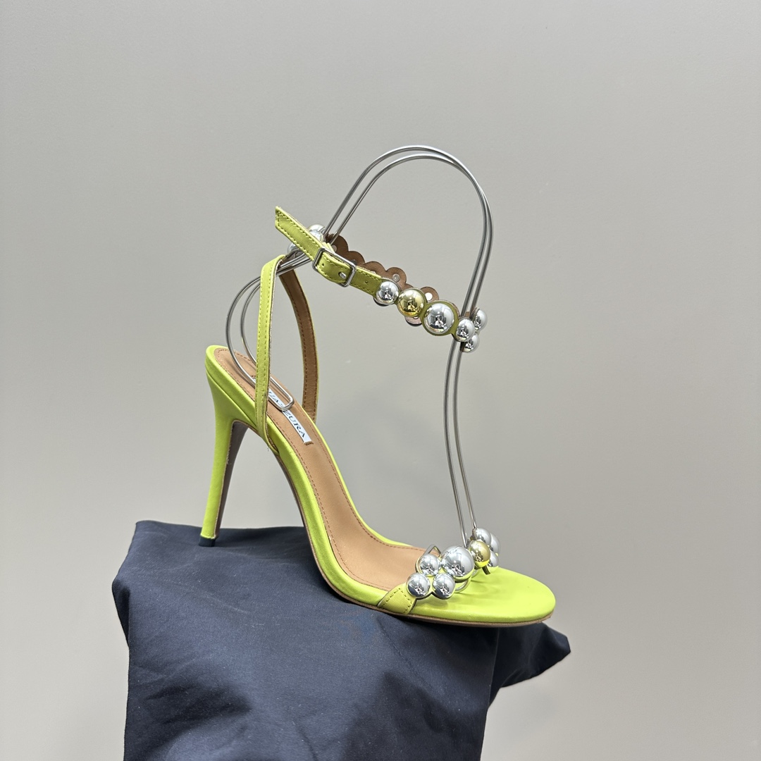 AQUAZURA Gold Pineapple 2024 SS Summer Shoes: Elegant Italian Bellies for Parties - 图片 7