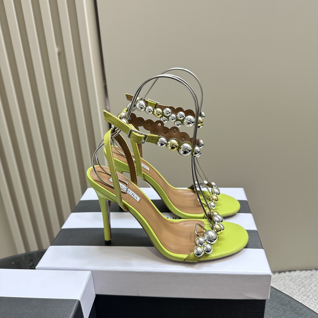 AQUAZURA Gold Pineapple 2024 SS Summer Shoes: Elegant Italian Bellies for Parties - 图片 3
