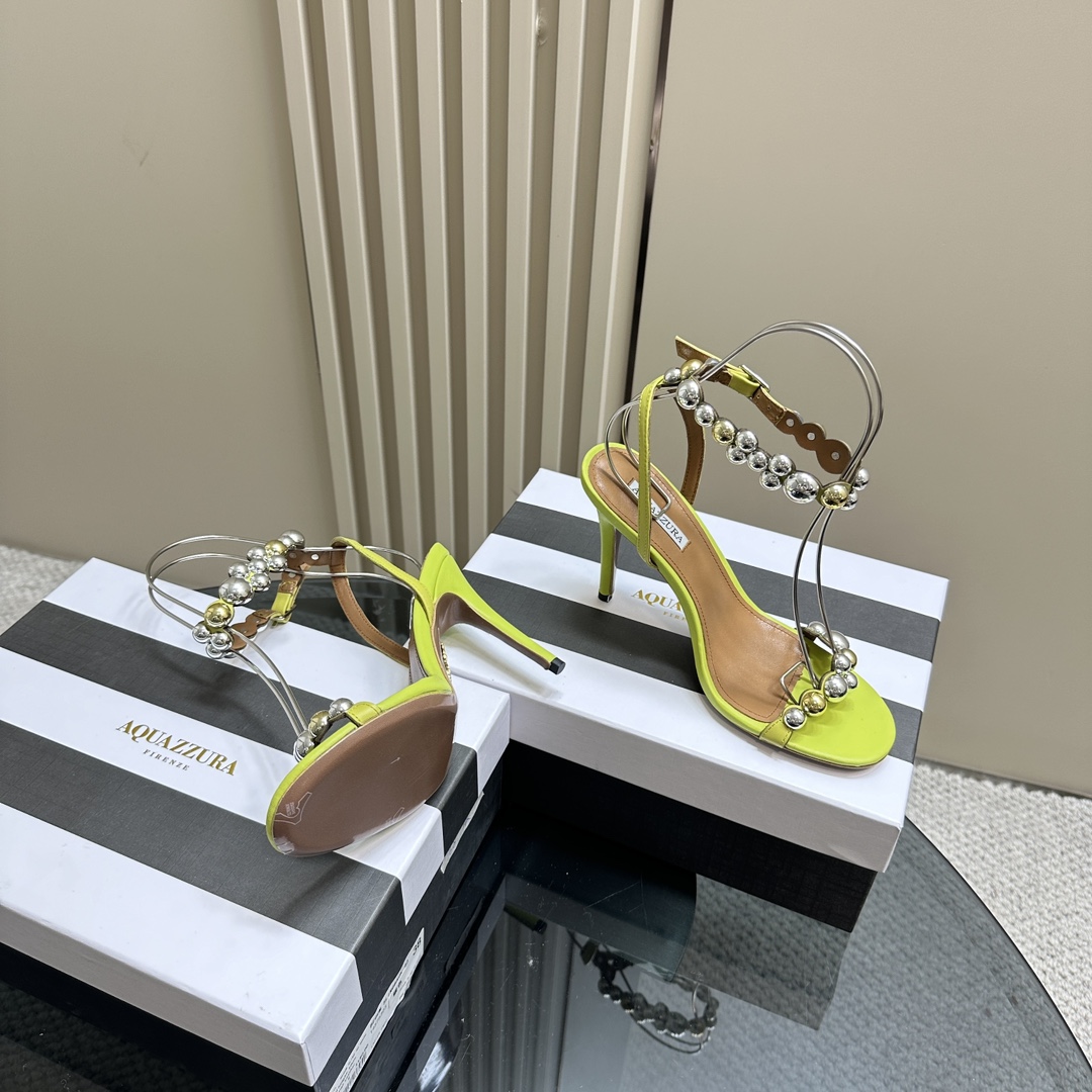 AQUAZURA Gold Pineapple 2024 SS Summer Shoes: Elegant Italian Bellies for Parties - 图片 2