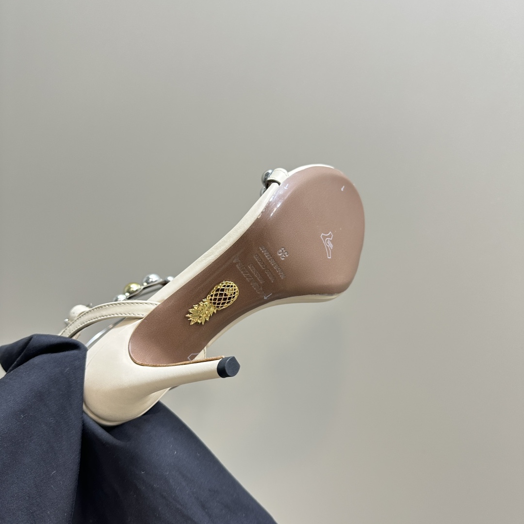 AQUAZURA Gold Pineapple 2024 SS Summer Shoes: Elegant Italian Bellies for Parties. - 图片 9