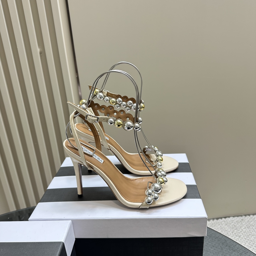 AQUAZURA Gold Pineapple 2024 SS Summer Shoes: Elegant Italian Bellies for Parties. - 图片 3